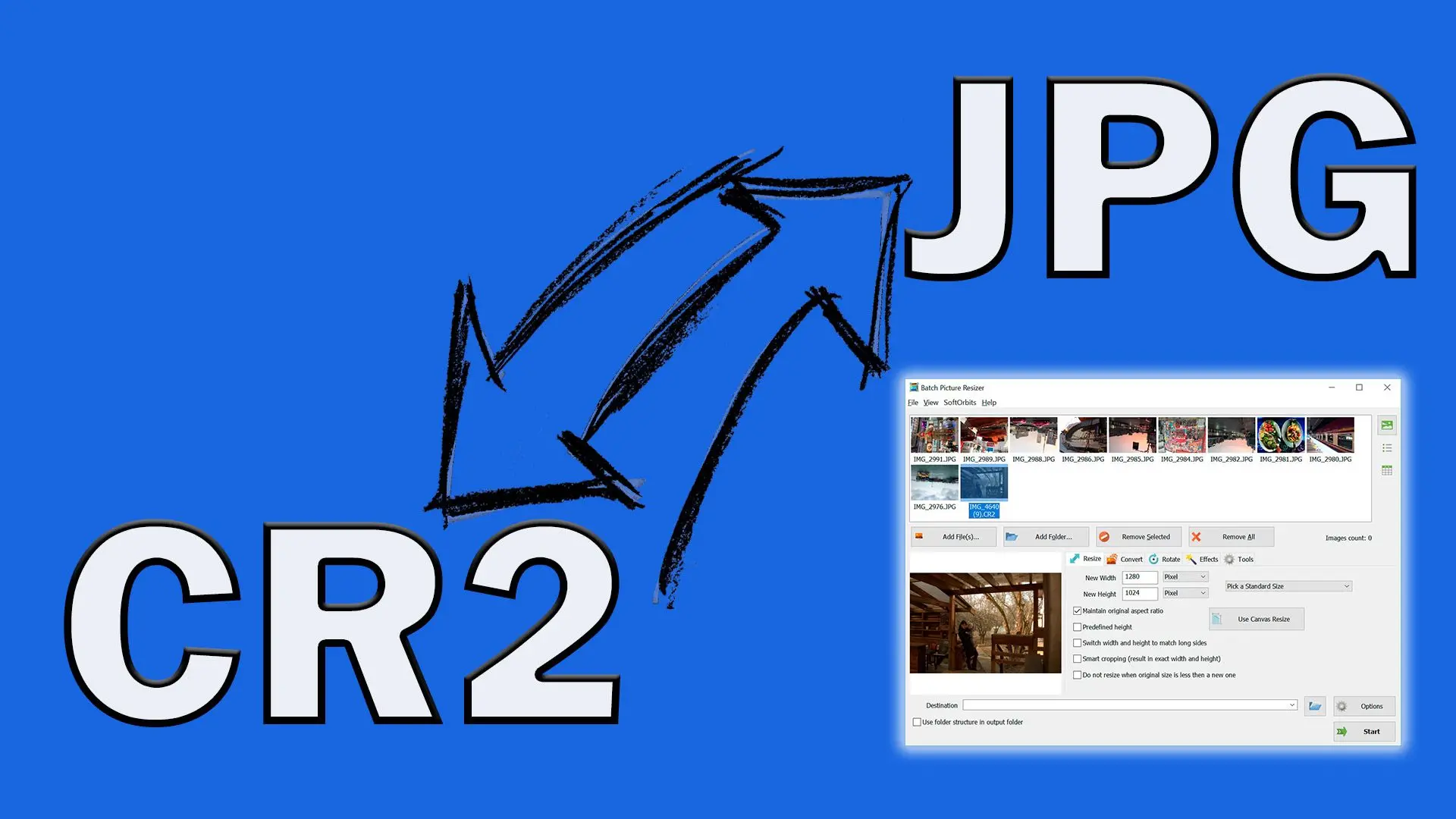 Konvertiere CR2 in JPG..