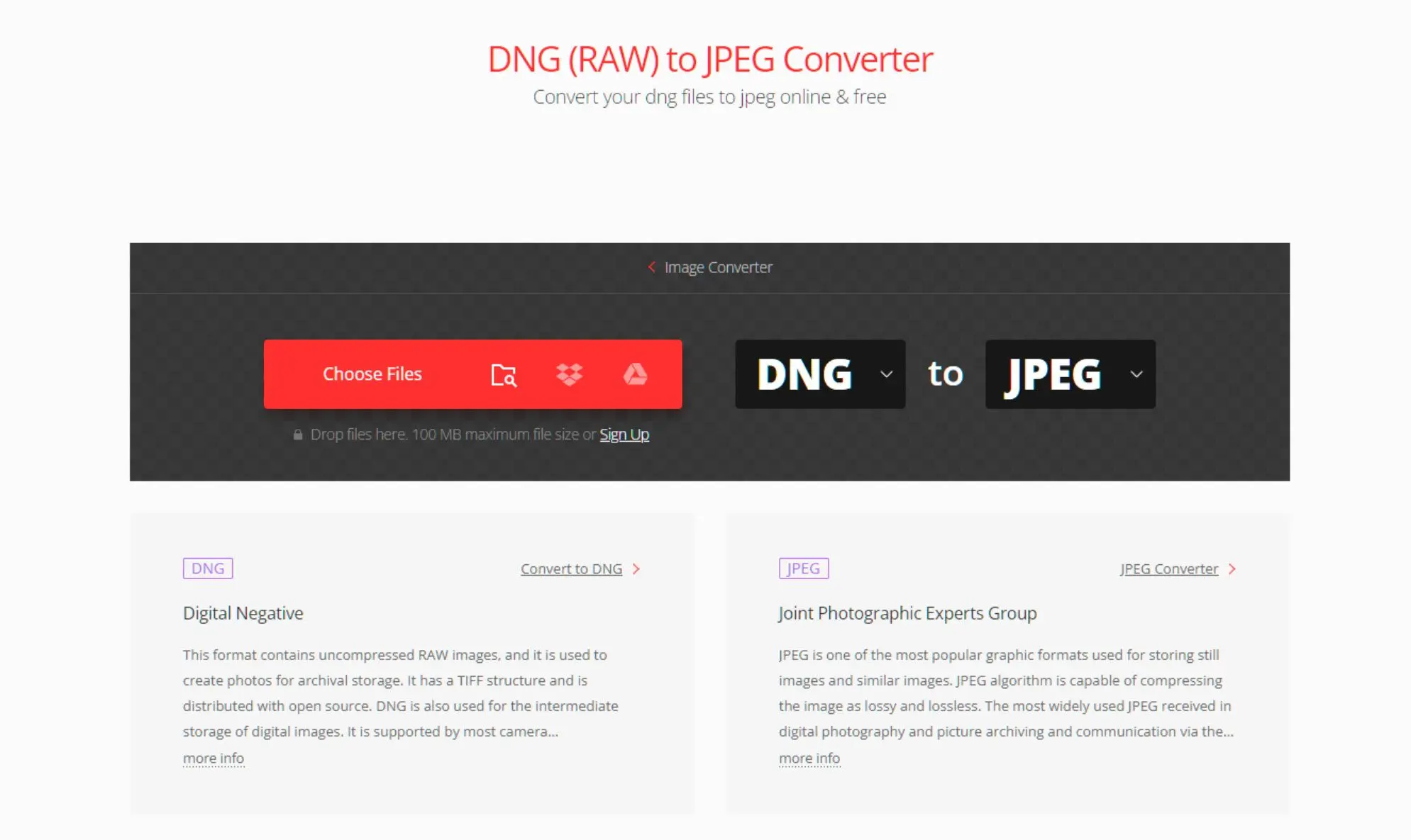 Kostenlose DNG zu JPEG Konverter App..