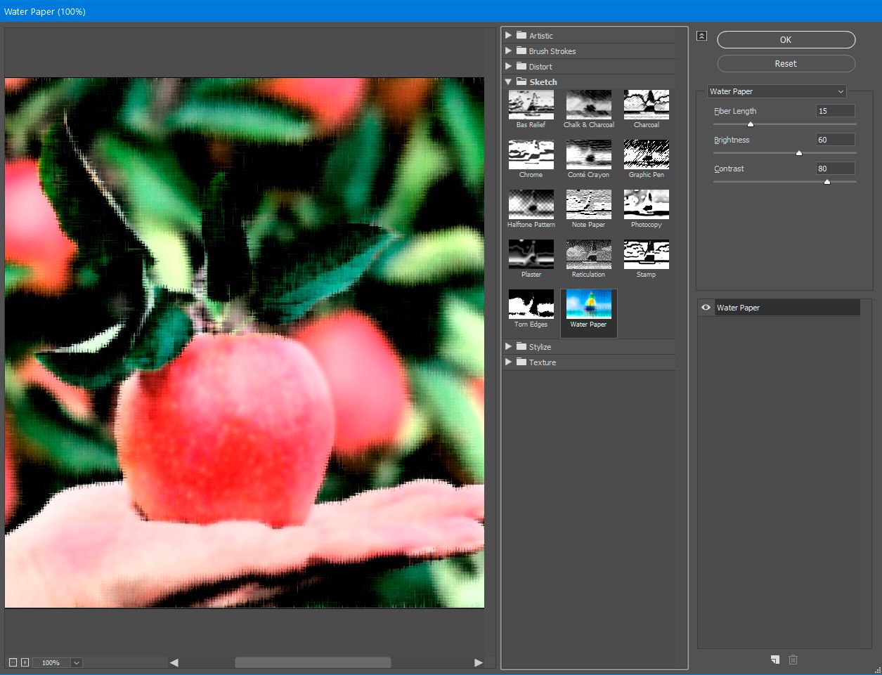 Photoshop fügt Wasser Papier hinzu..