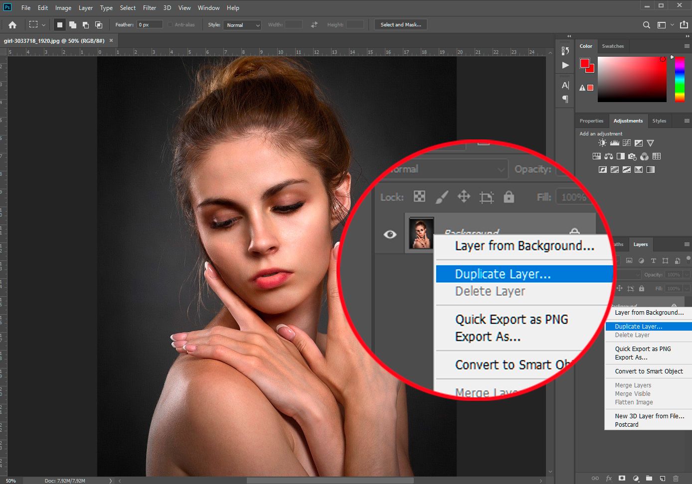 Photoshop: Ebene duplizieren..