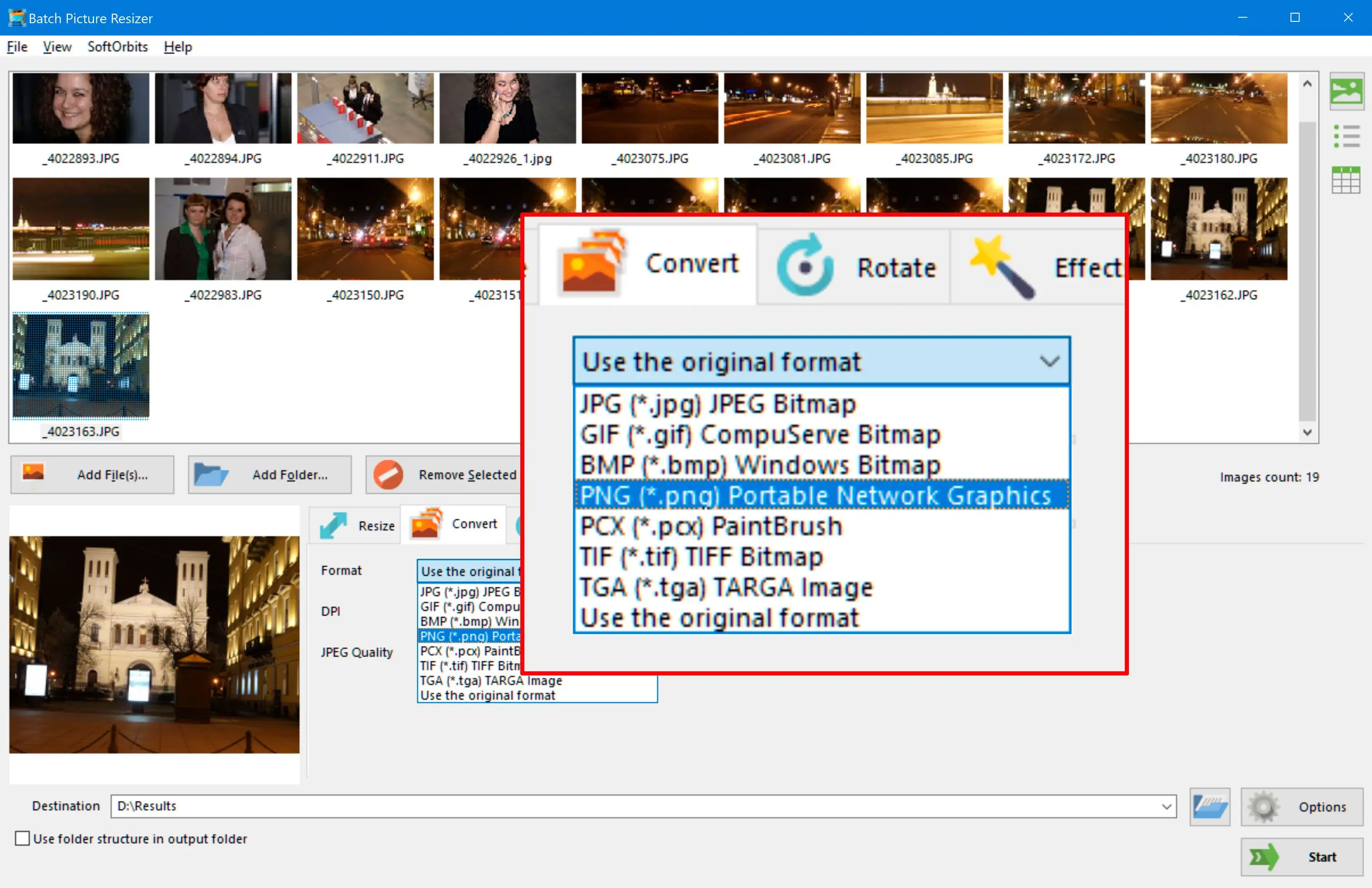 Wählen Sie das Format Konvertieren Sie eine WebP-Datei in PNG mit dem WebP zu PNG Konverter..