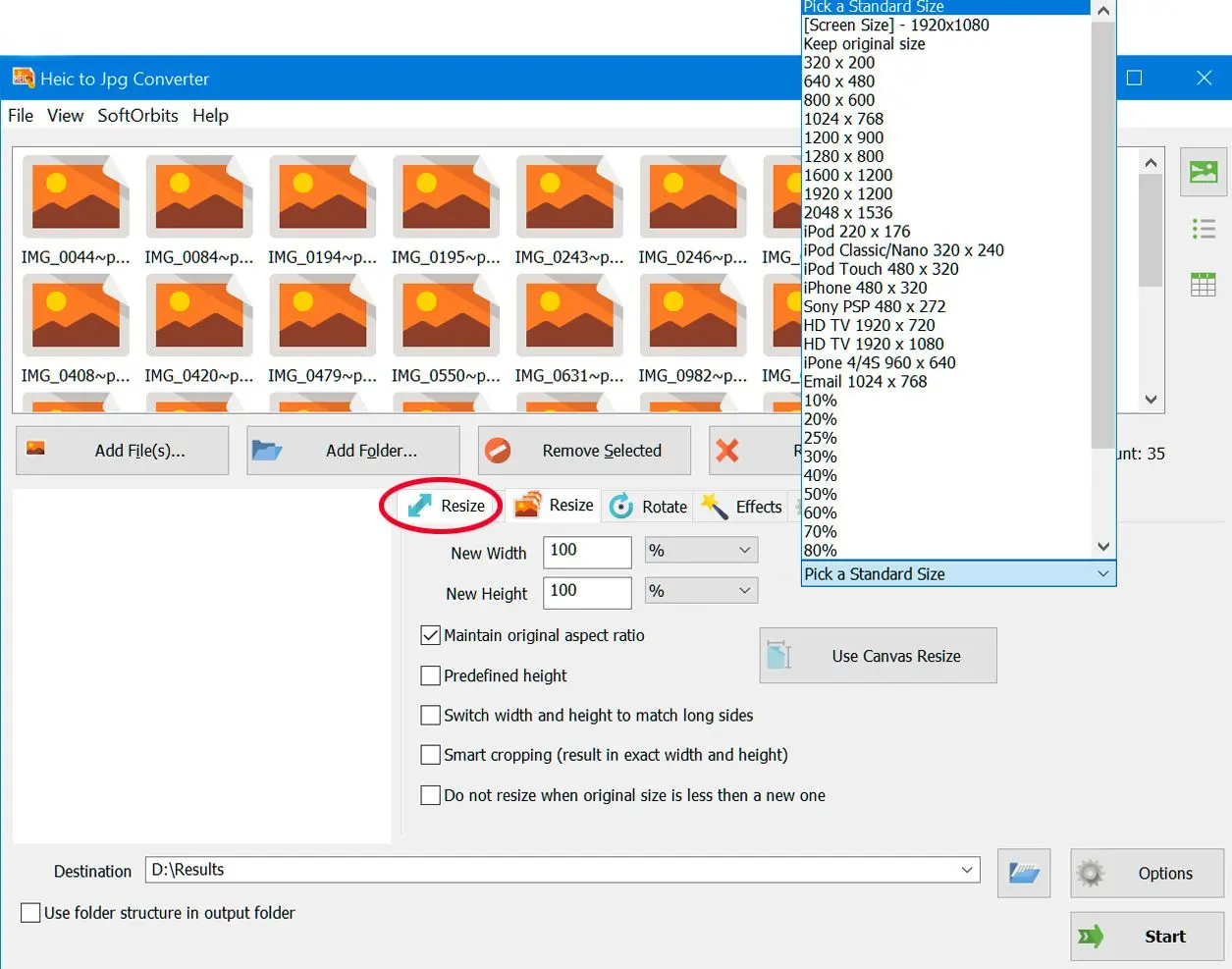 HEIC-Bilder in der Größe ändern..