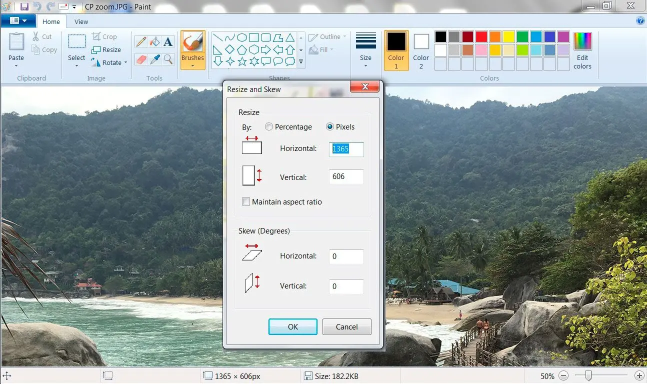 Fotogröße in KB mit Paint ändern..
