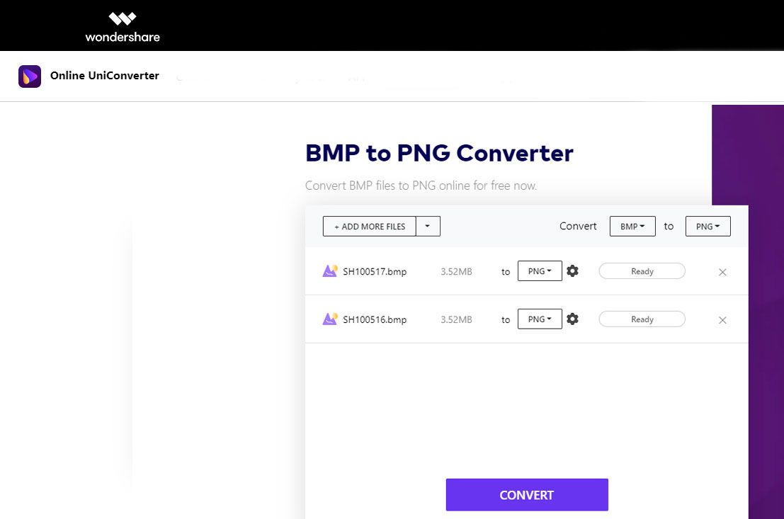 Wählen Sie BMP-Dateien aus, um sie in PNG zu konvertieren..
