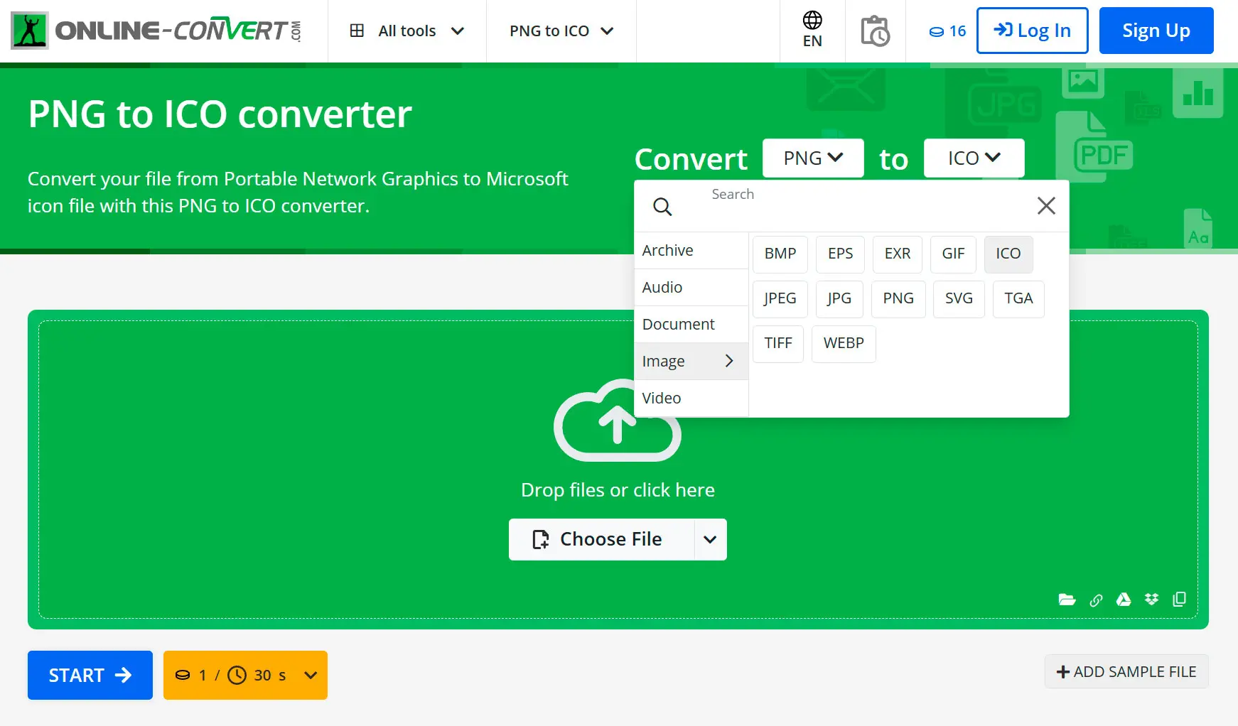 Online-Convert.com: Icon aus PNG erstellen..
