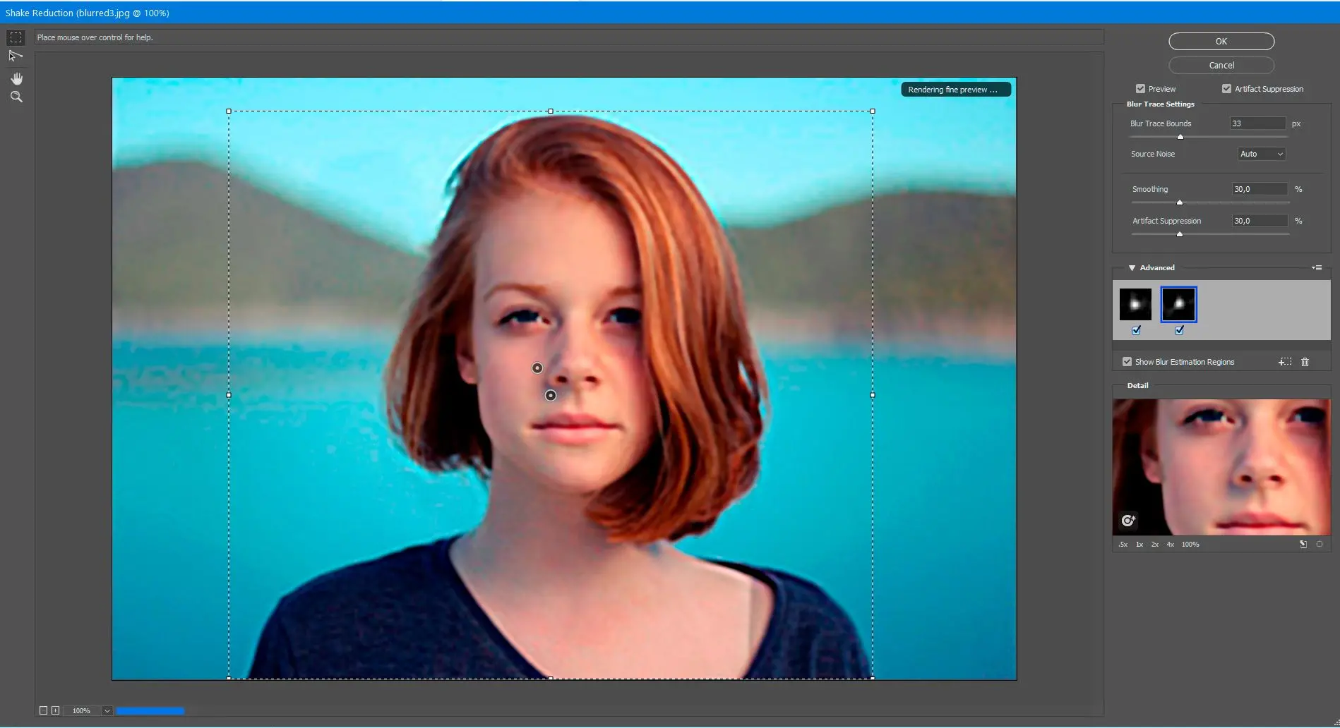 Erweiterte Optionen in Photoshop auswählen - fotos entblurren..