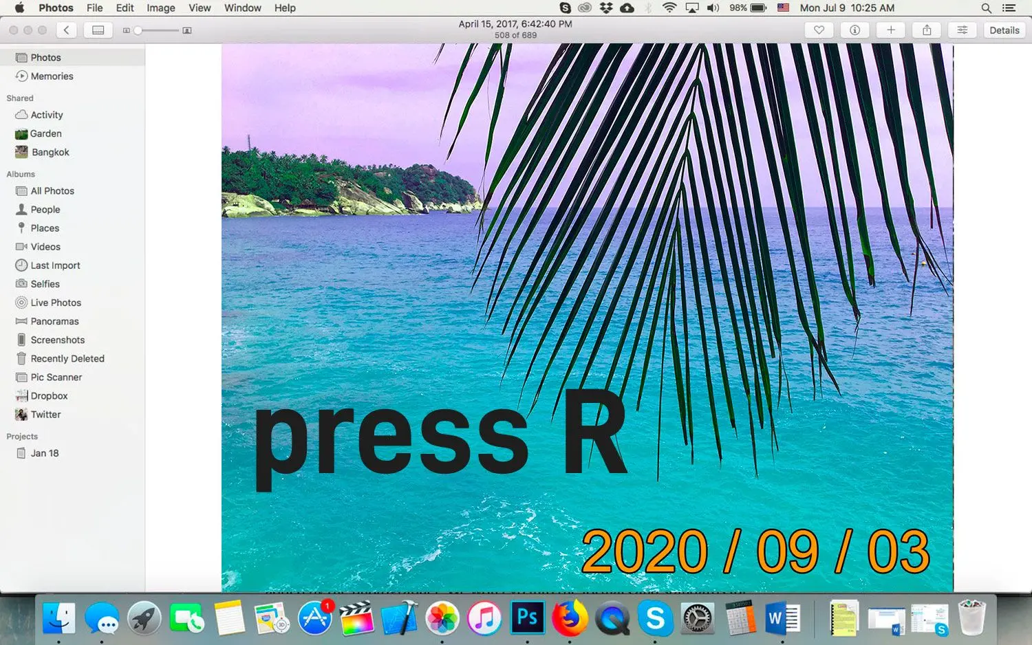 Datumsstempel auf Mac OsX Fotos entfernt..