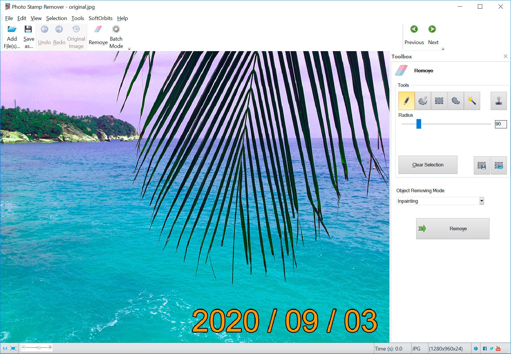 Software zum Entfernen von Datumsstempeln von Fotos..
