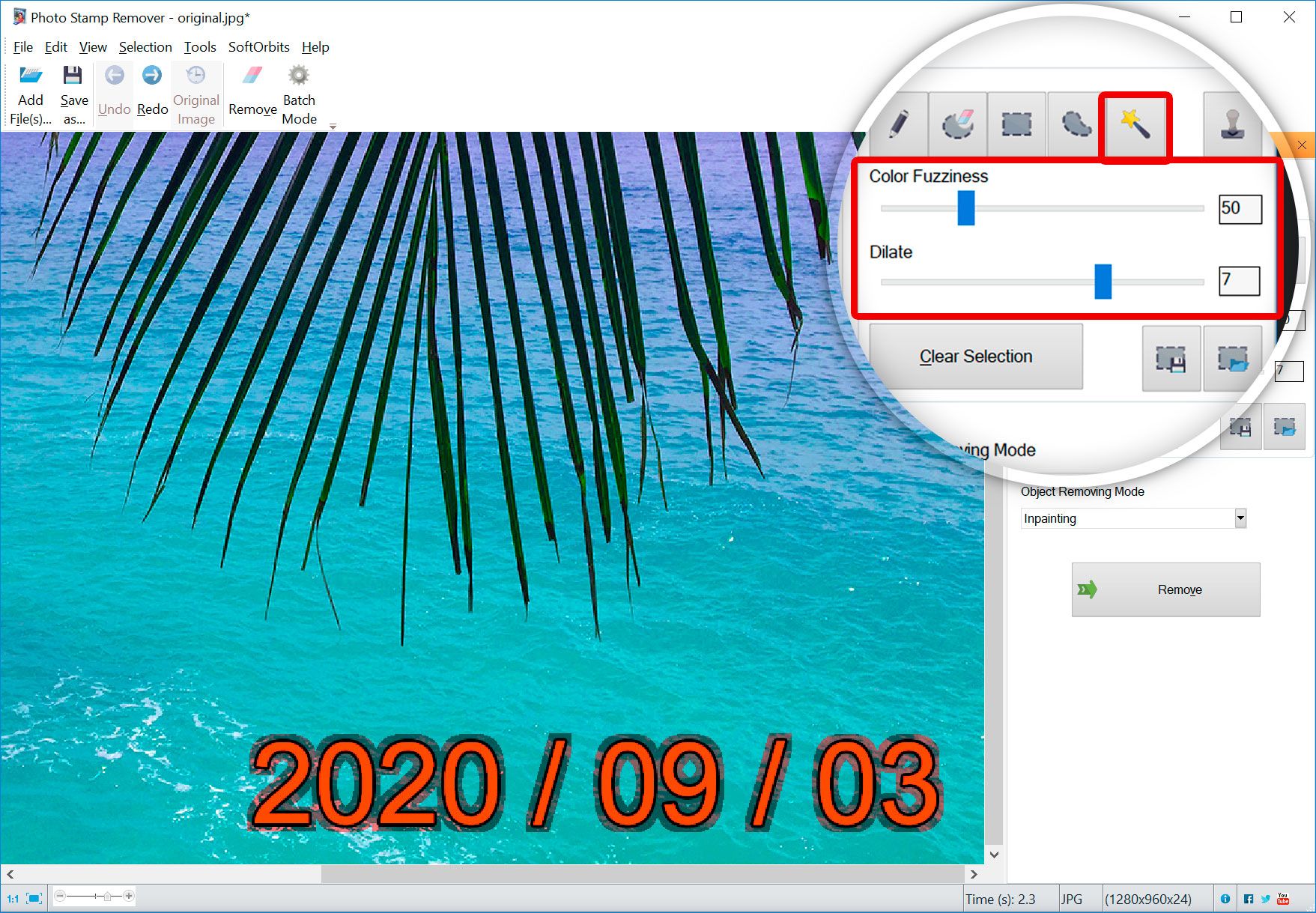 Software zum Entfernen von Datumsstempeln von Fotos..