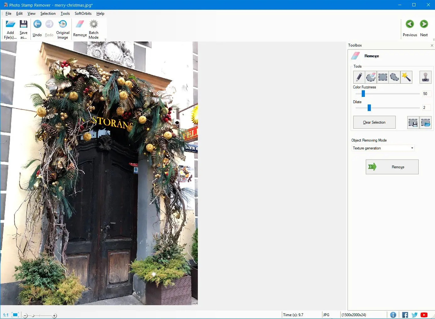 Ergebnis im Snapchat-Textentferner-Programm speichern..