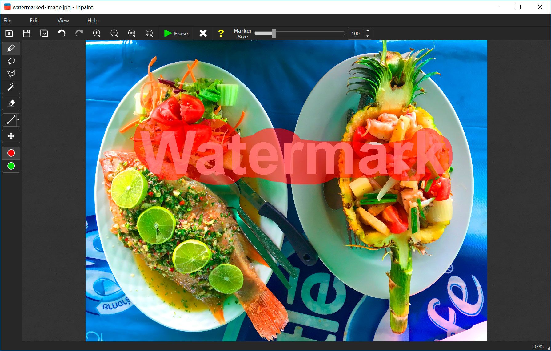 Remove watermark using inpaint app..