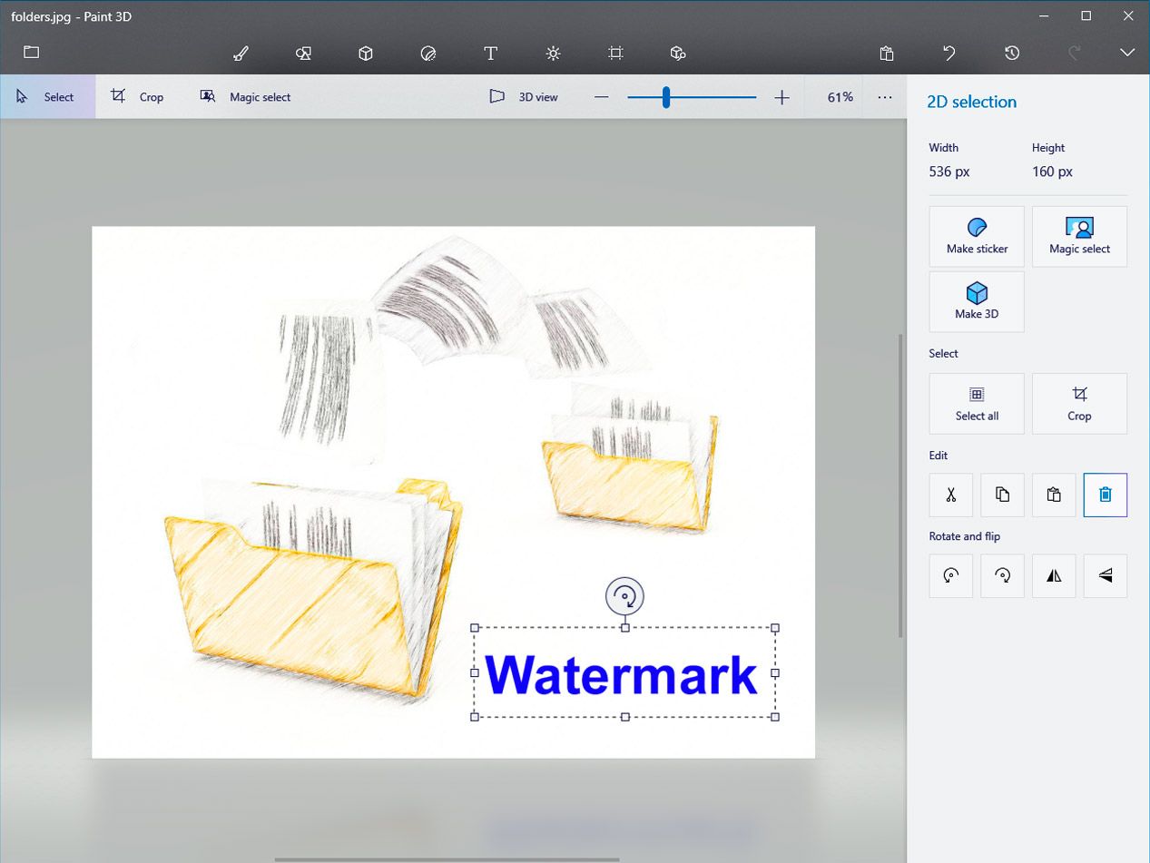 Wasserzeichen in Paint 3d entfernen..