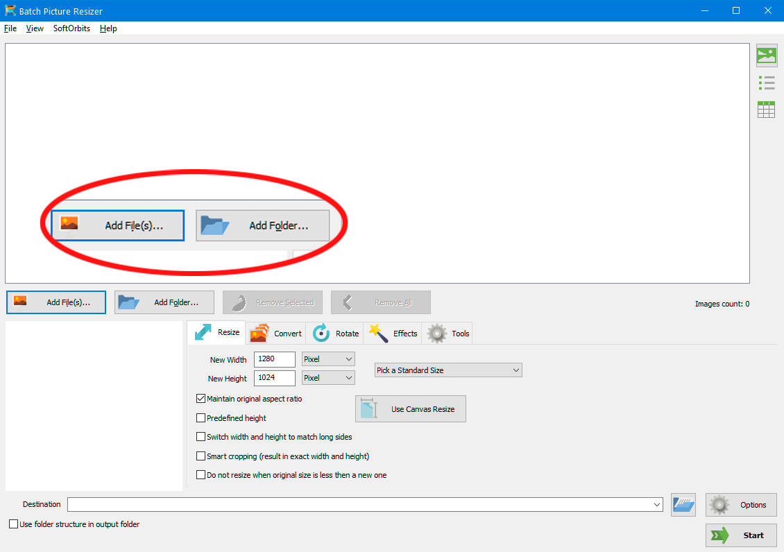 Dateien zum Ändern der Größe mehrerer Bilder in Windows 11 hinzufügen.