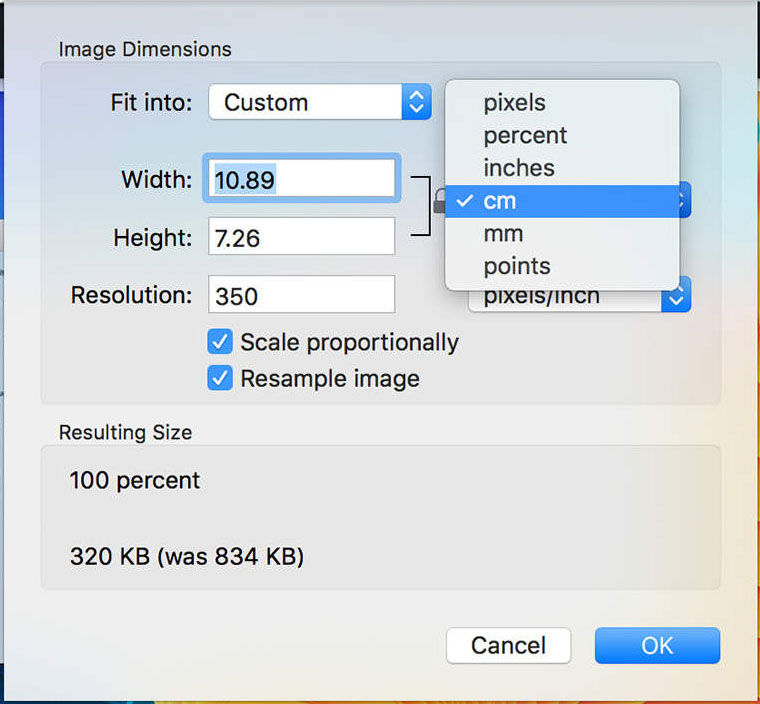 Größenänderung mehrerer Bilder unter OSX (Mac).