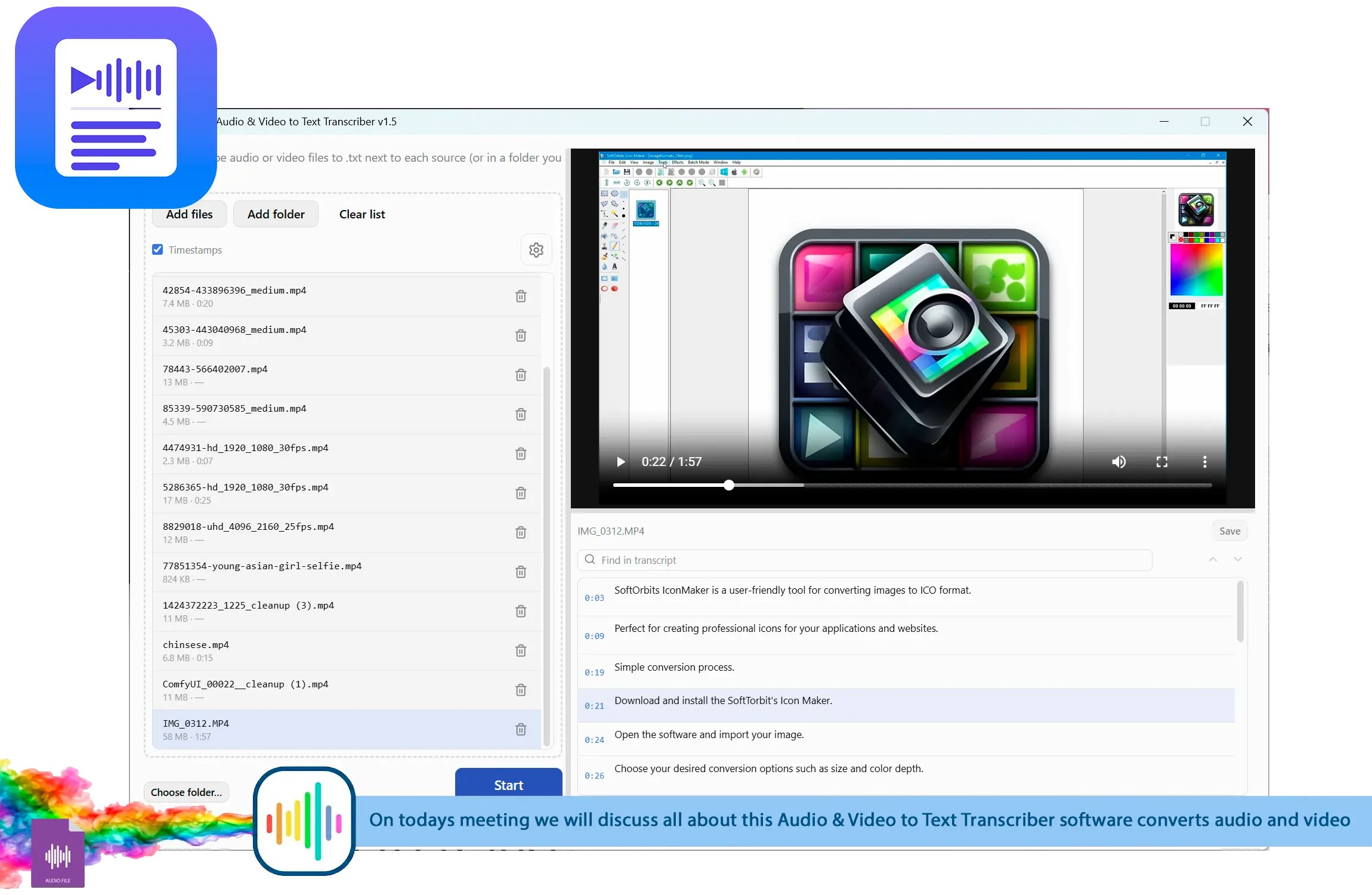 TranscribeIt: Audio & Video to Text Transcriber Screenshot.