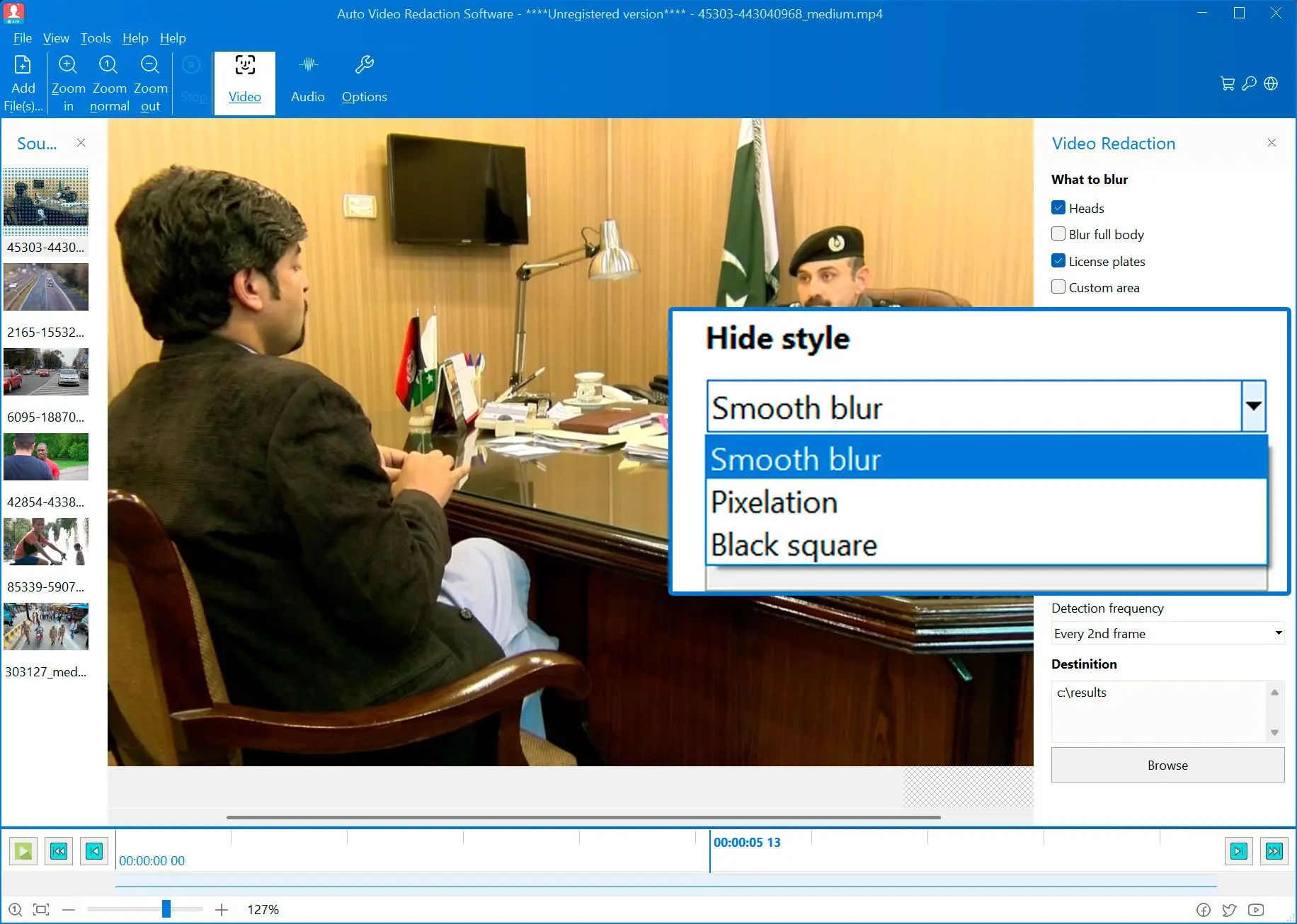 Wählen Sie einen Unschärfe-Stil.
