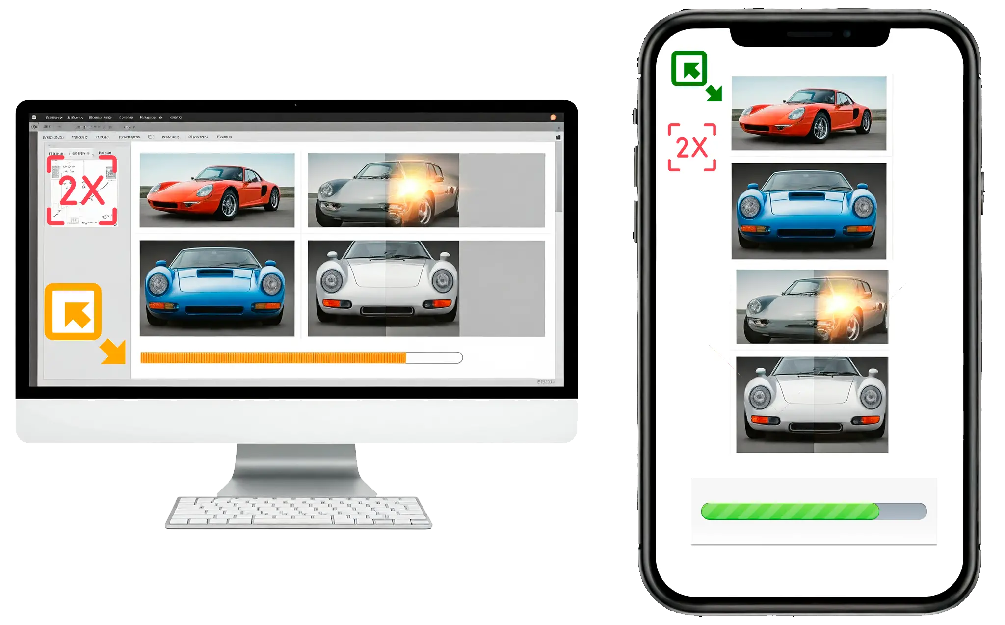 Online-KI-Massen-Bild-Upscaler & Software-Download.