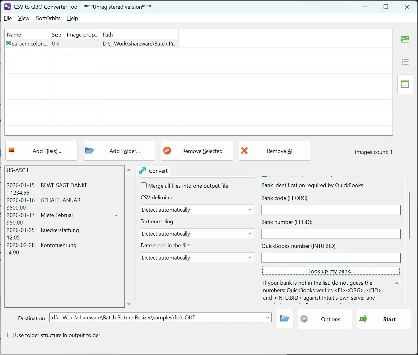 CSV to PDF Converter Screenshot.