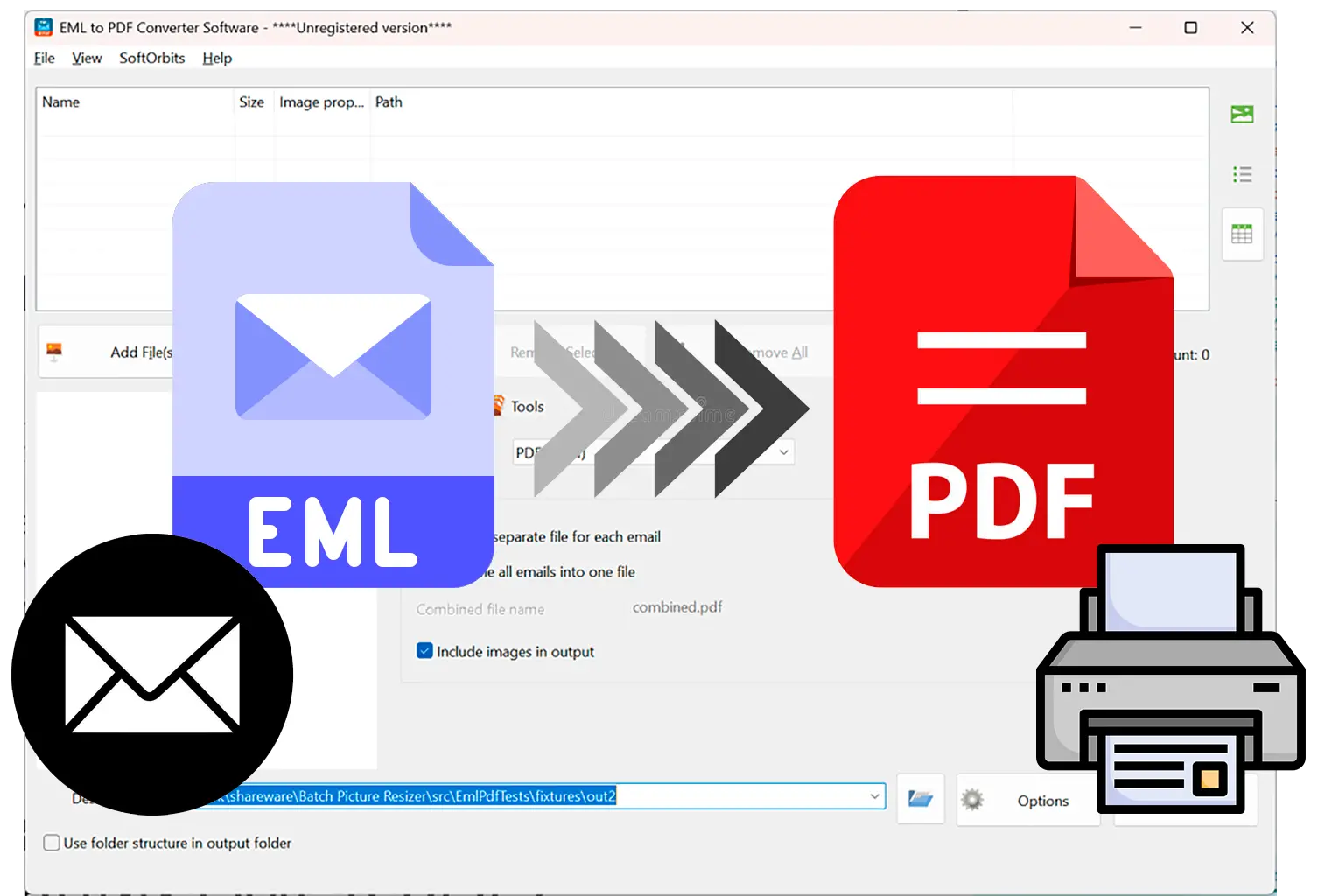 Exportiert EML einfach in druckbares PDF oder HTML..