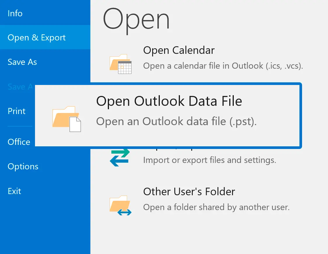 PST in Outlook öffnen.