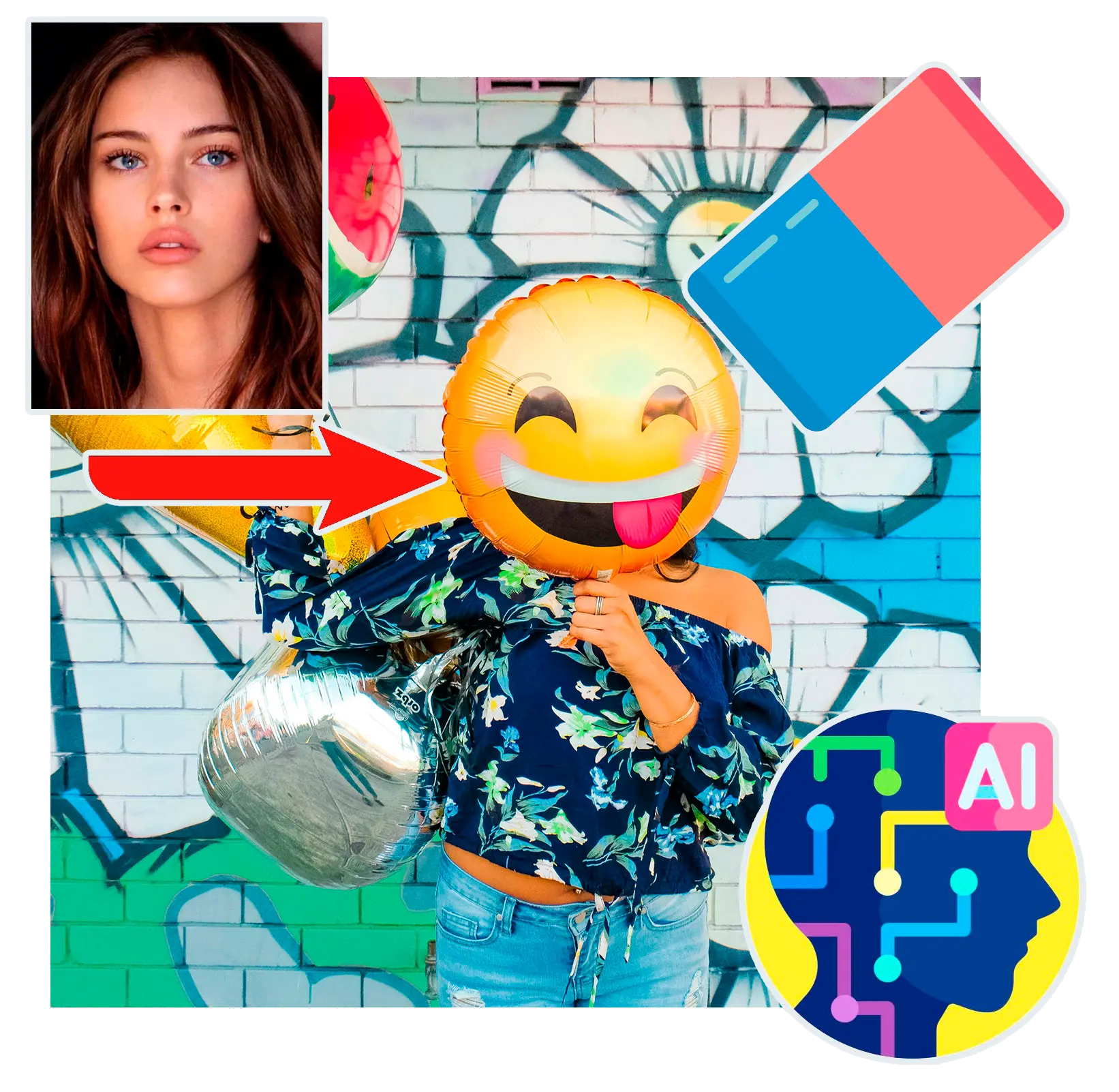 KI-Mädchengesicht-Emoji-Entferner.