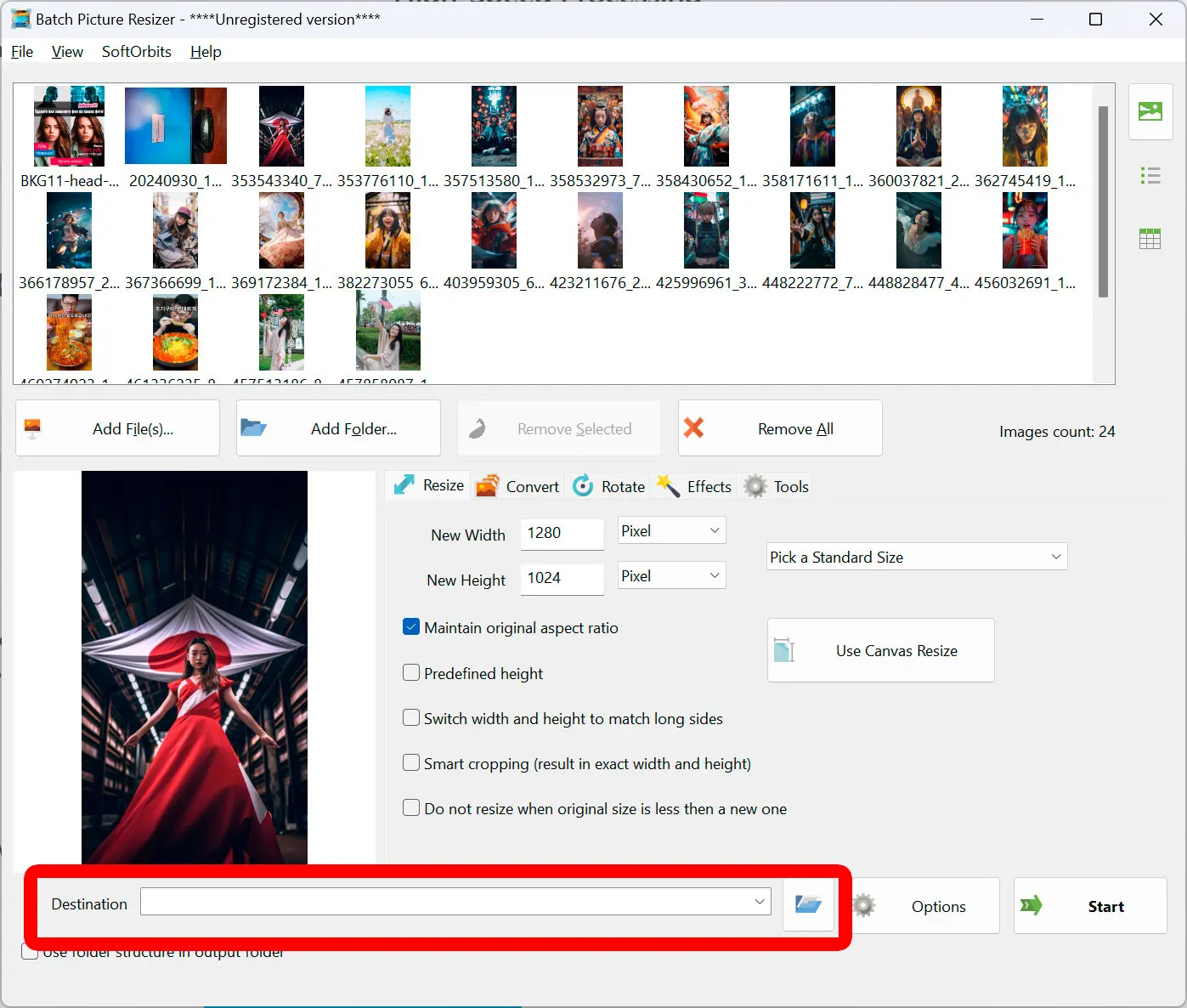 Geben Sie den Ausgabeordner an.