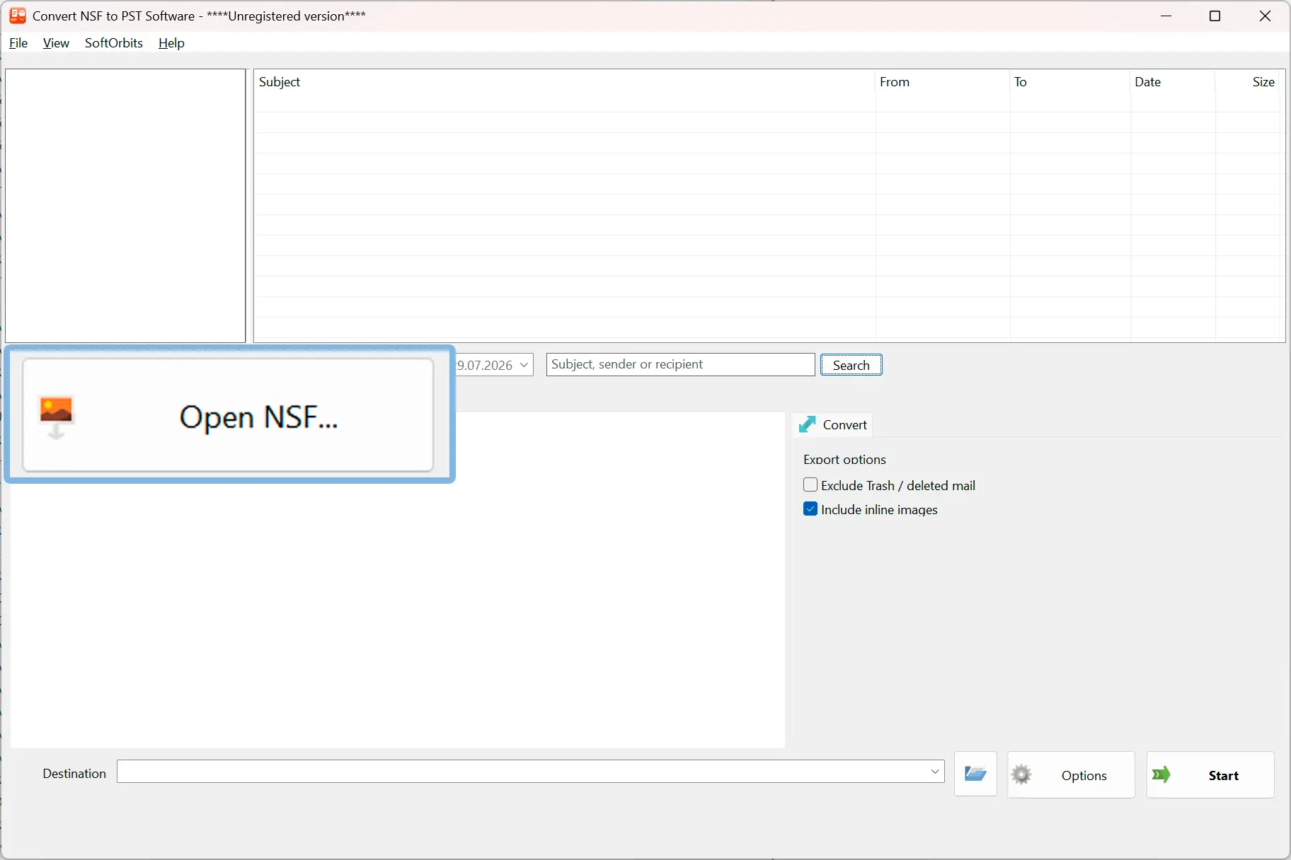 Die Lotus Notes Datenbank öffnen.