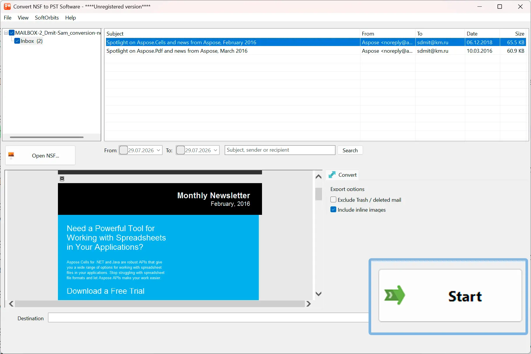PST schreiben und in Outlook öffnen.