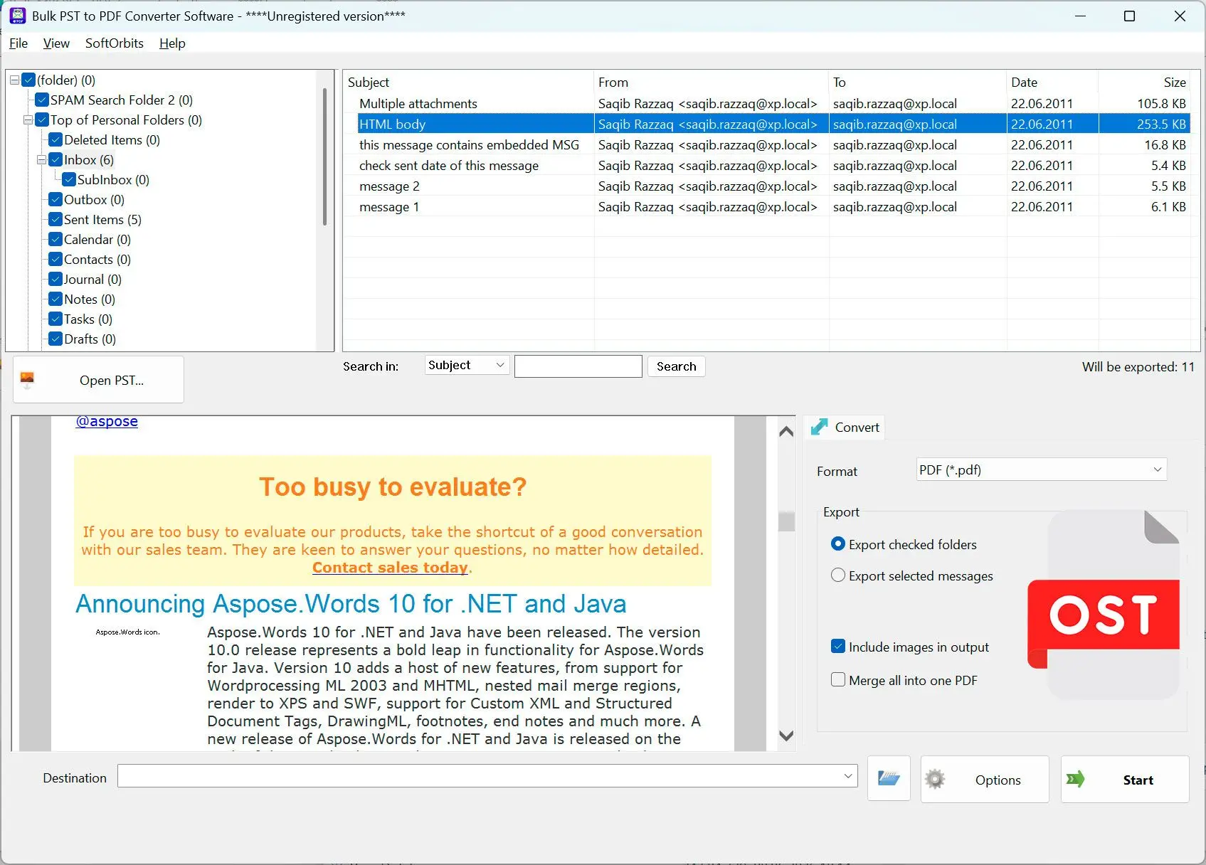 PST to PDF Converter Software Screenshot.