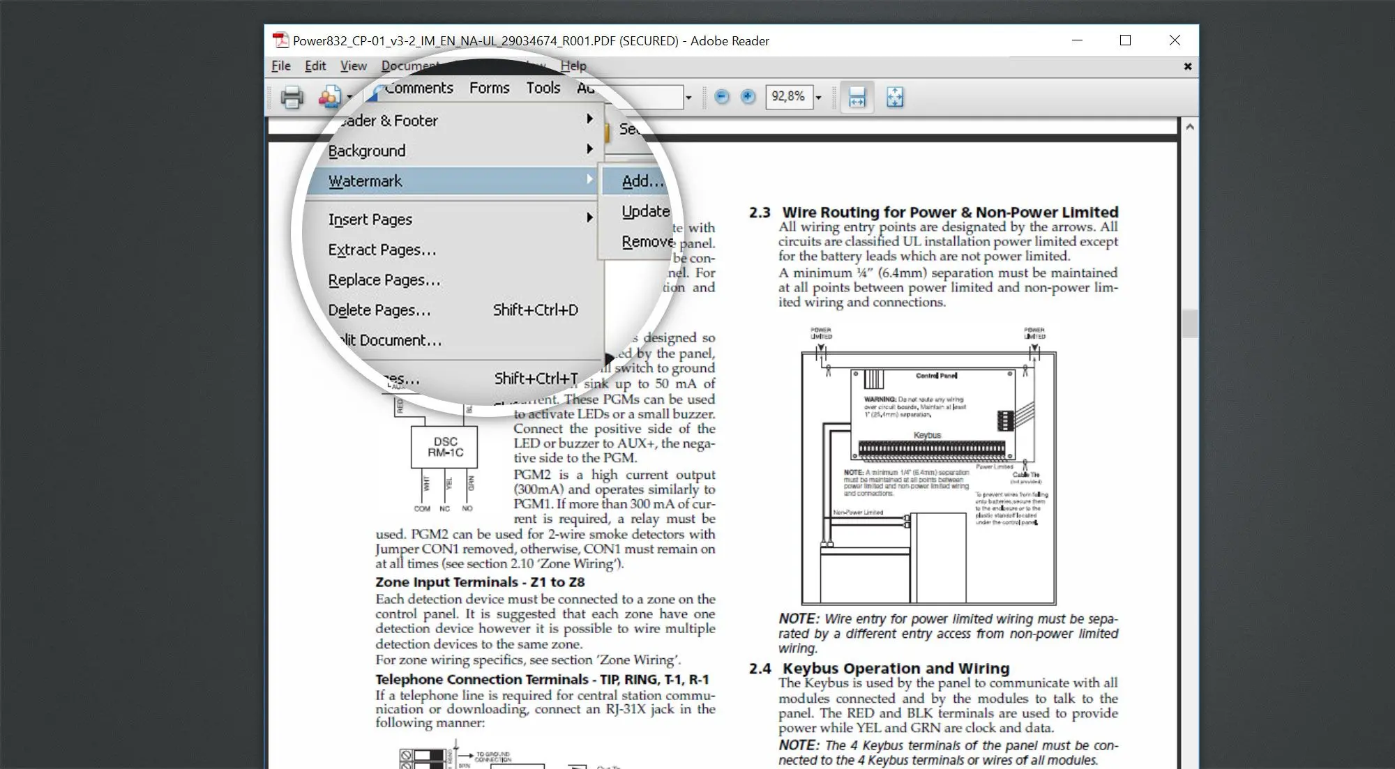 Wasserzeichen aus PDF mit Adobe Acrobat Reader entfernen.