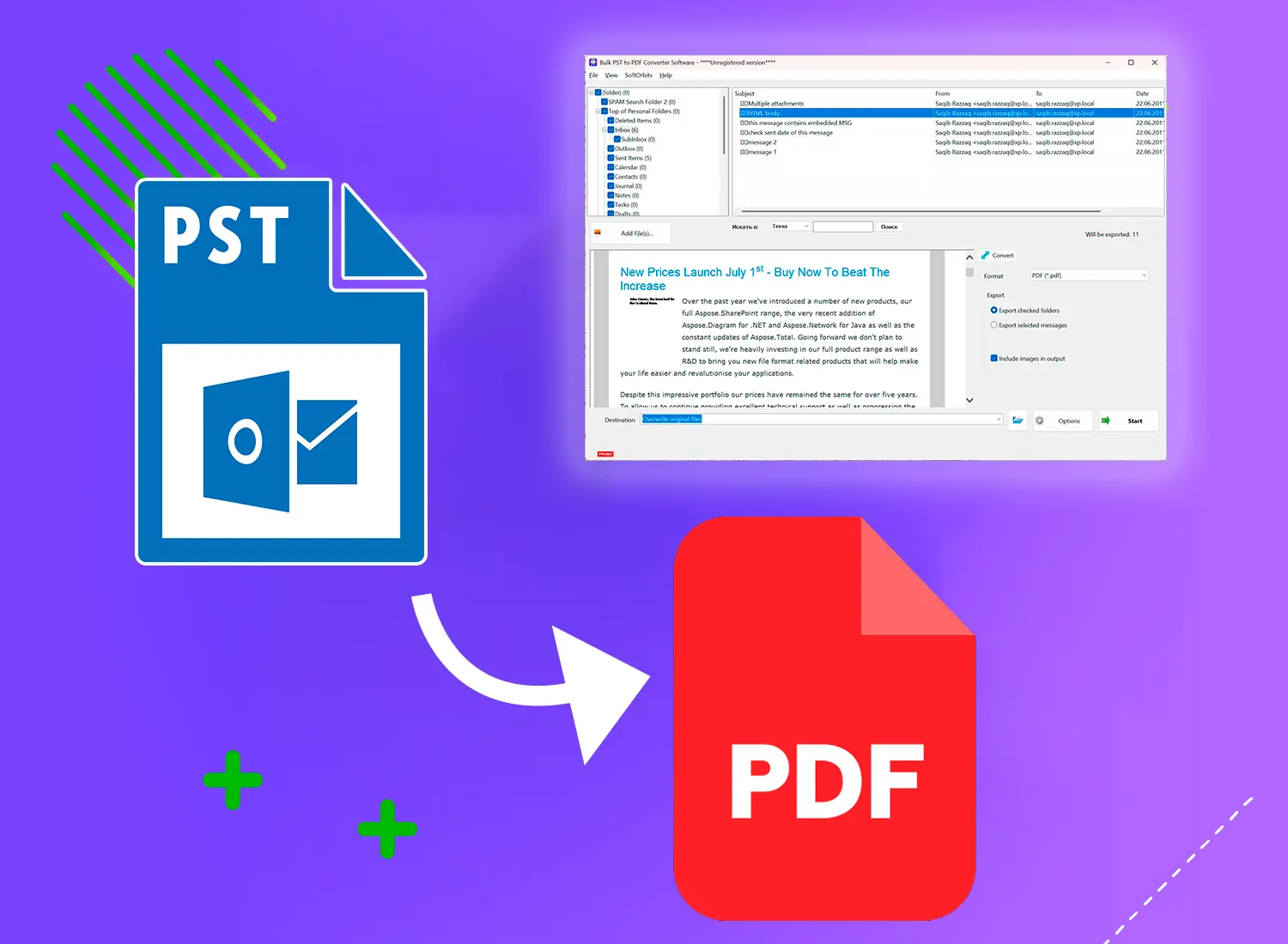 Was Sie mit dem PST zu PDF Konverter erhalten.