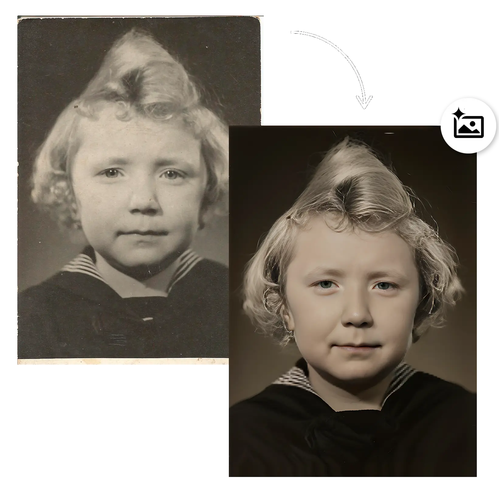 KI-gestützte Gesichtsrestaurierung.