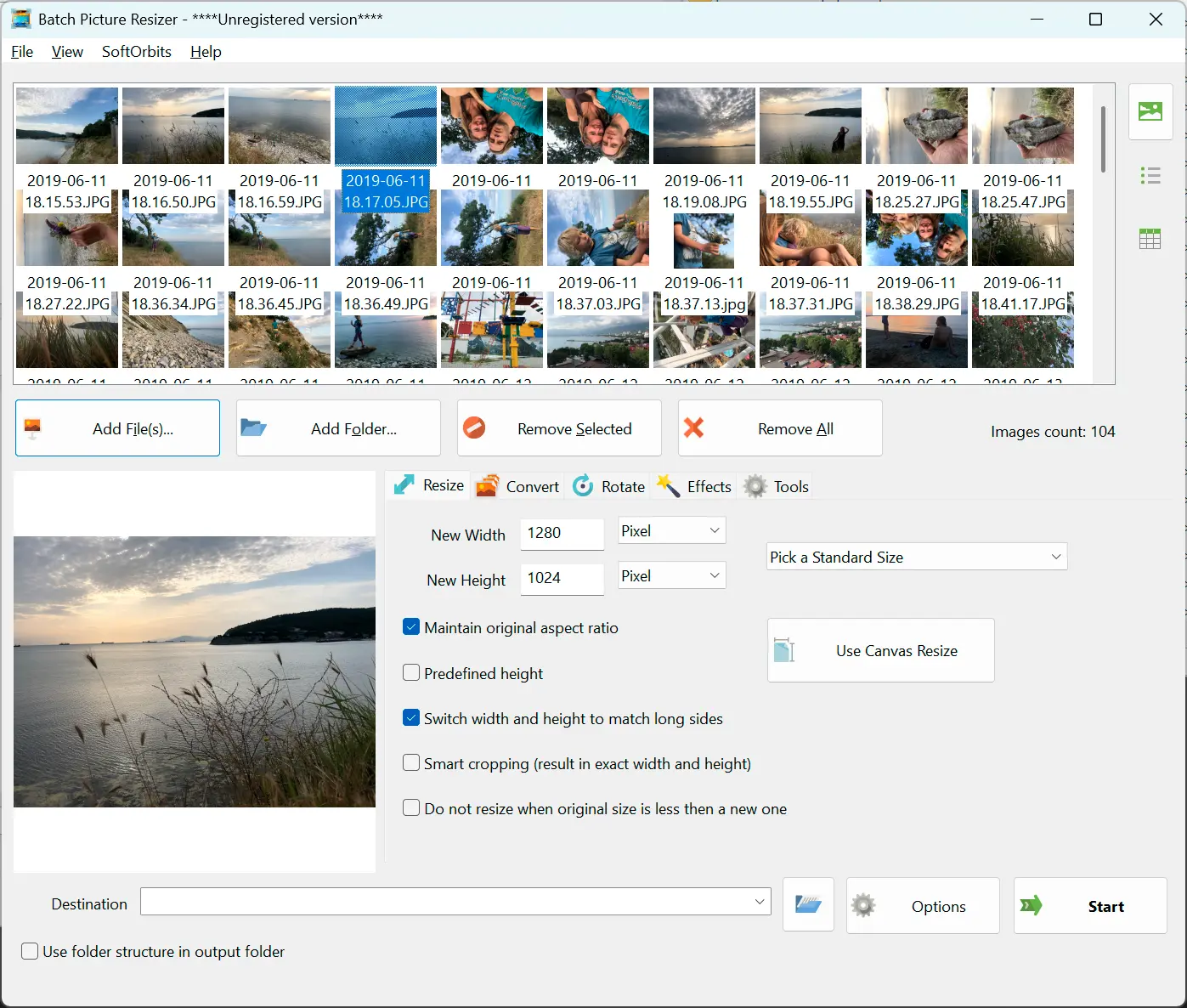 Batch Picture Resizer Screenshot.