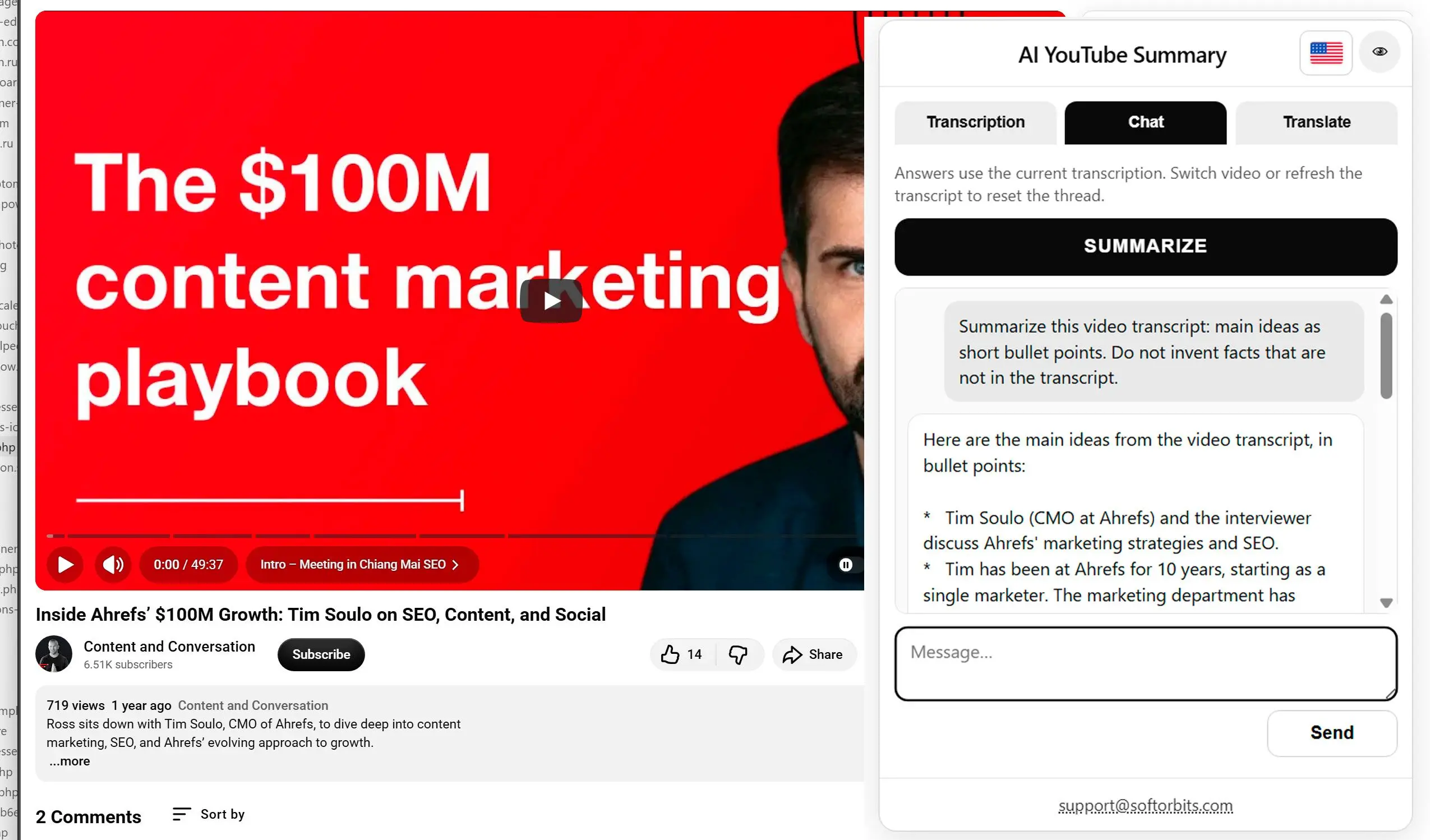 Video mit KI zusammenfassen oder Fragen stellen.