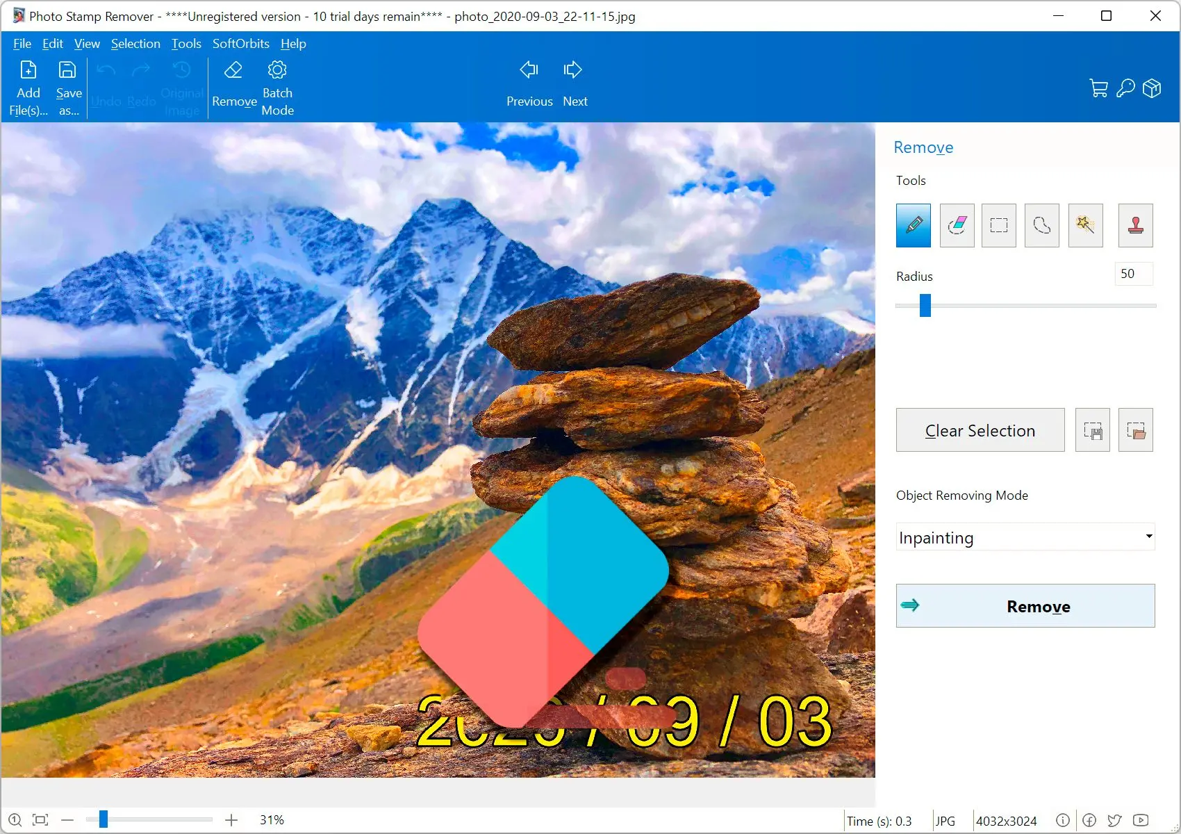 Photo Stamp Remover Screenshot.