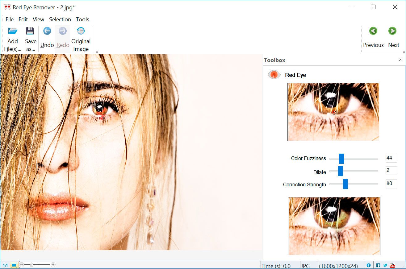 Red Eye Removal Screenshot.