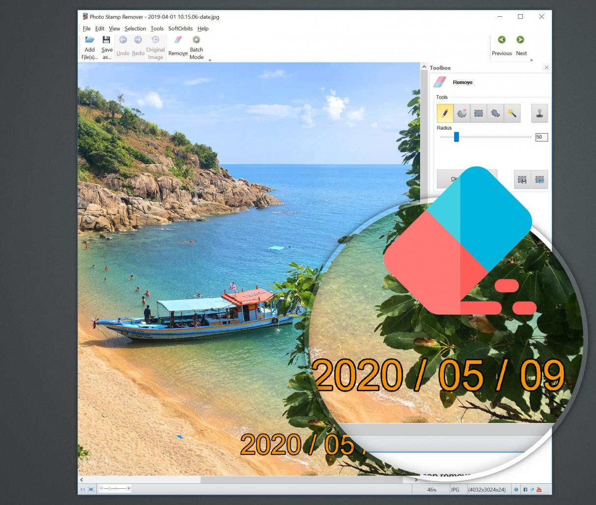 Datumseinblendungen aus Fotos entfernen.