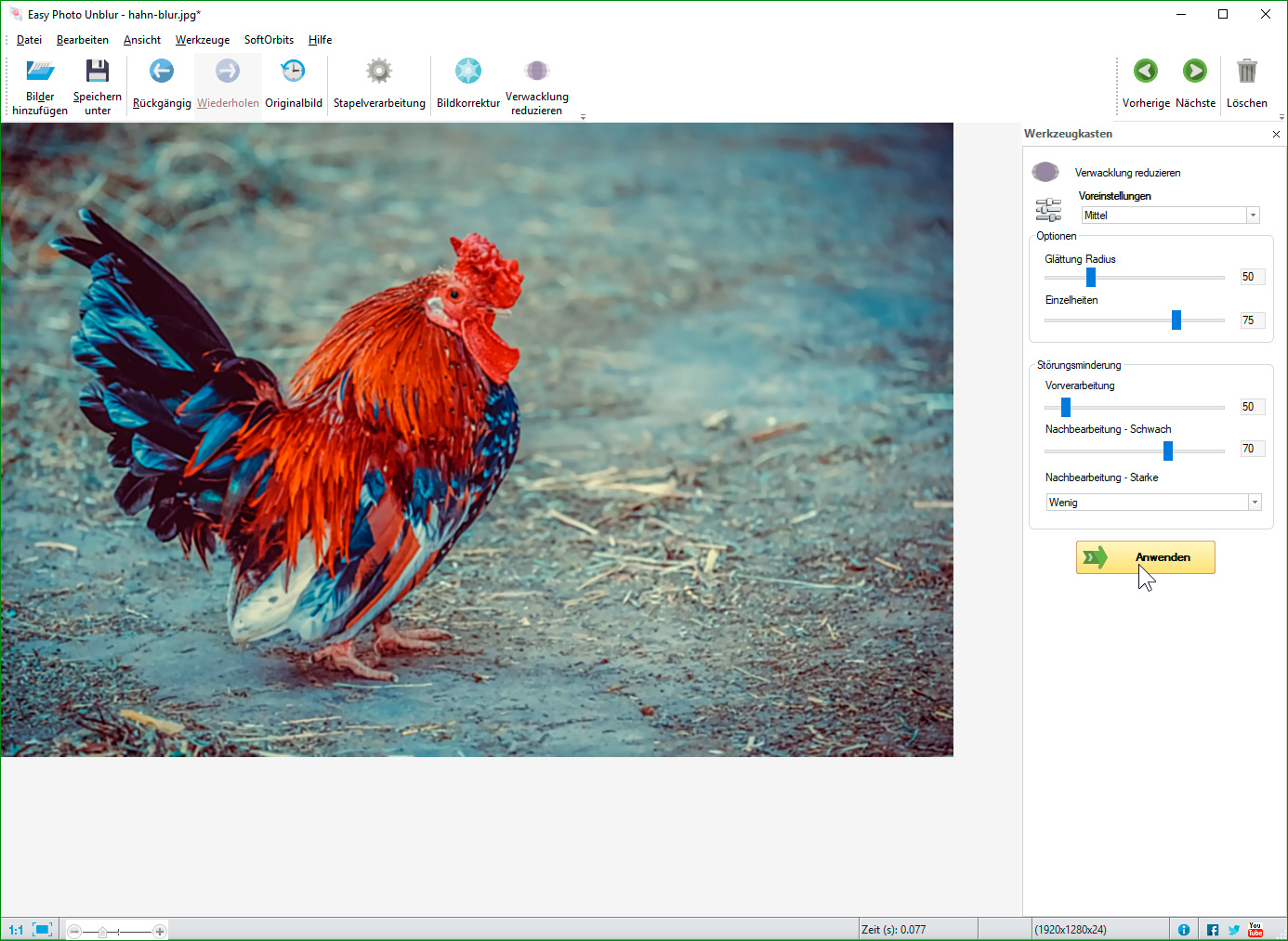 Unscharfe bilder scharf machen